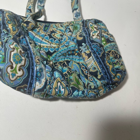 Blue and Green Quilted Shoulder Bag with Paisley Pattern - Picture 4 of 5